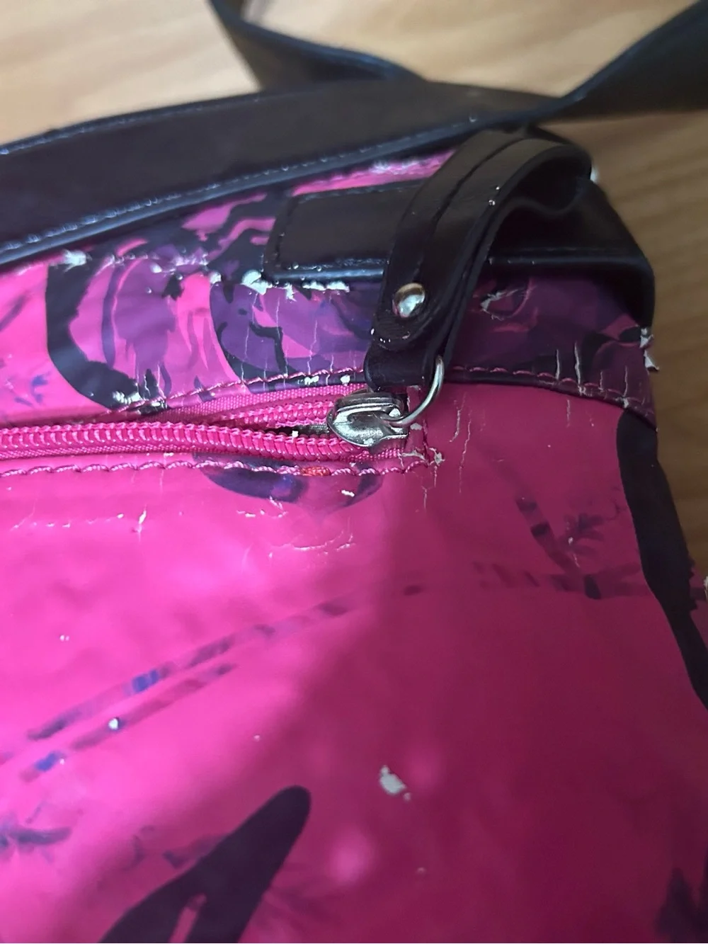 Women's Pink Crossbody Bag with Black Accents